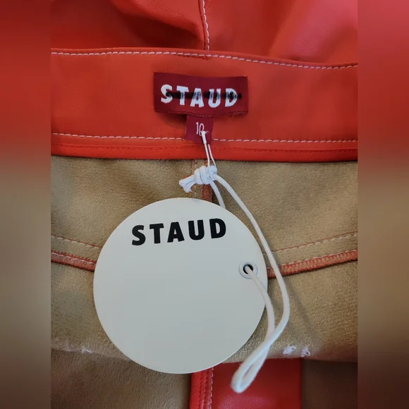 Staud Cherry Red size 10 faux leather pants - Picture 5 of 7